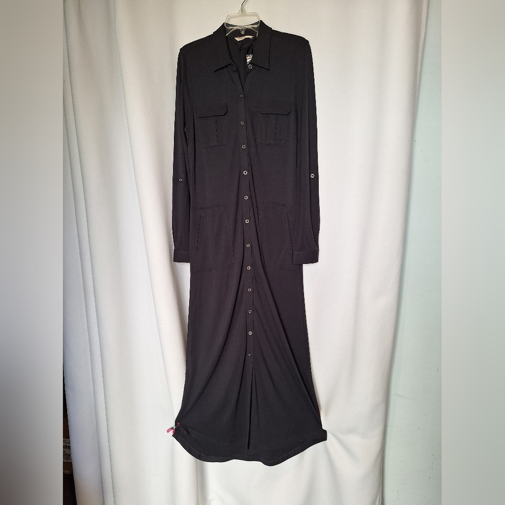 Soft Surroundings Black Button Down Jersey Dress Maxi Size Small